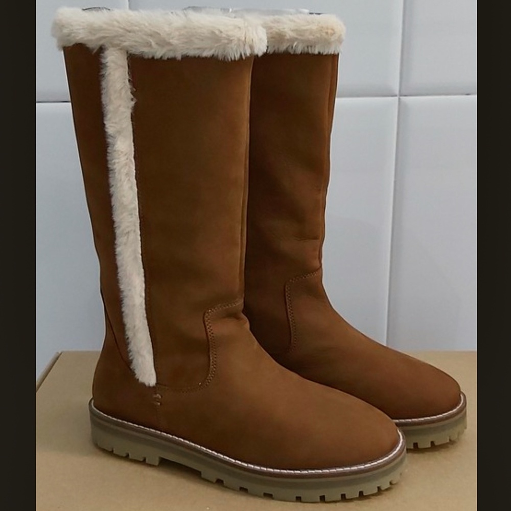 Zara girls brown leather lined tall boots - Picture 3 of 16